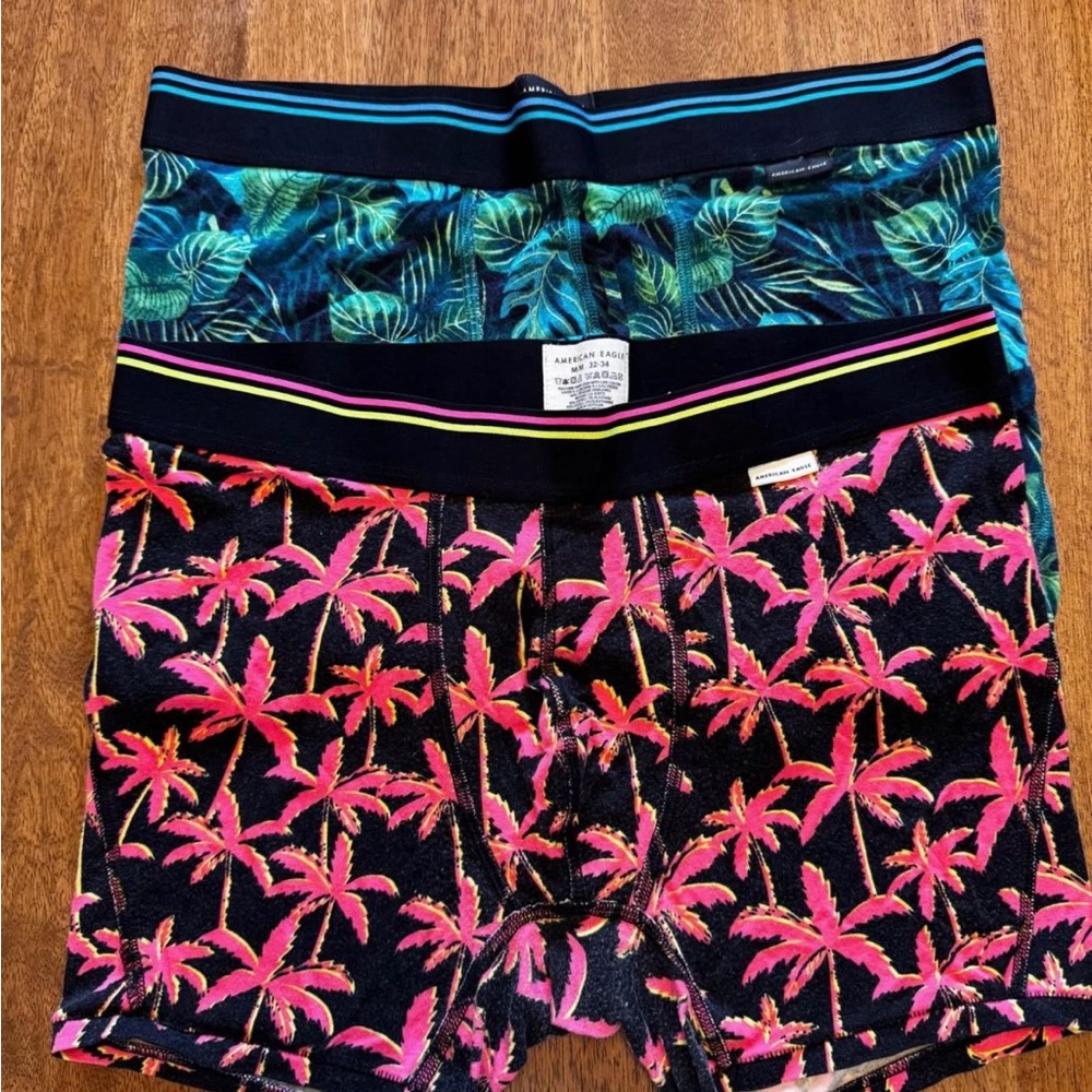 American Eagle Outfitters Men's Boxer Briefs - Pink Palm & Green Leaf